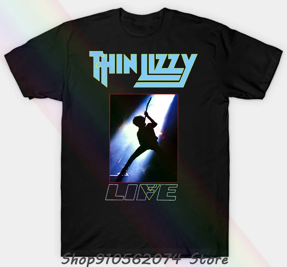 Thin Lizzy Dzīvot V18 Unisex T-krekls Hard Rock Melna Zila Tumši Zila Visiem s