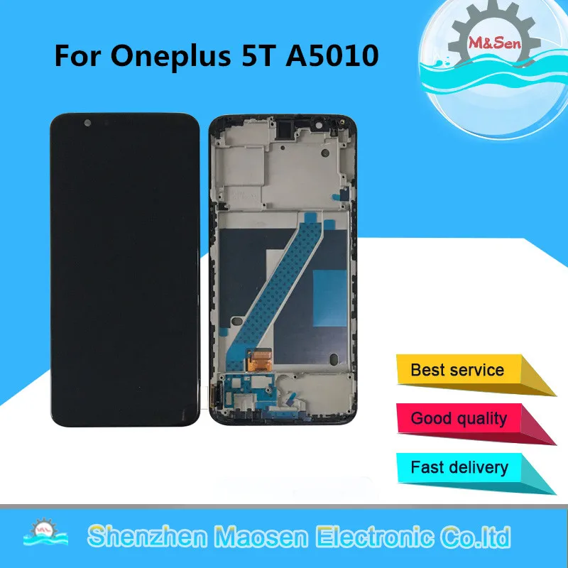 Sākotnējā Supor Amoled M&Siv Par Oneplus 5T A5010 LCD Displejs+Touch Digitizer Ar Rāmi Oneplus 5 A5000 Displejs