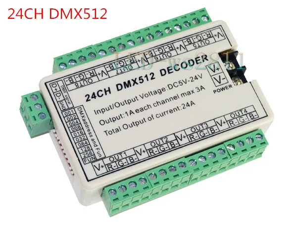 Izmantot LED strip light,RGB mezglu,led modulis,24CH 24 kanālu Viegli DMX Dmx512 Dekoderi,Kontrolieris,Vadītāja,DC5V-24V 8 grupas produkciju
