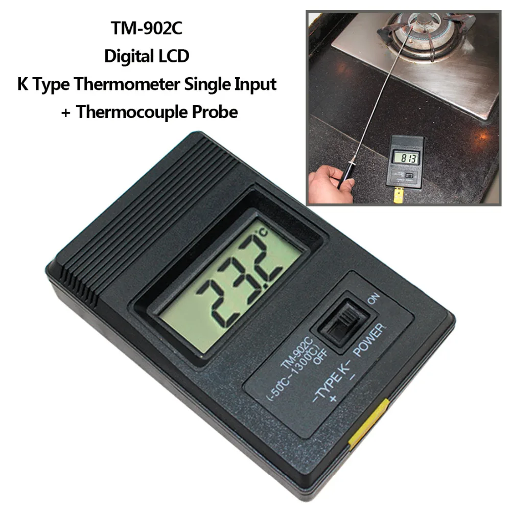 Ciparu LCD K Tipa Termometrs Temperatūras Vienu Ievades Pro Termopāri Zondes Detektora Sensors Lasītājs Metru TM 902C