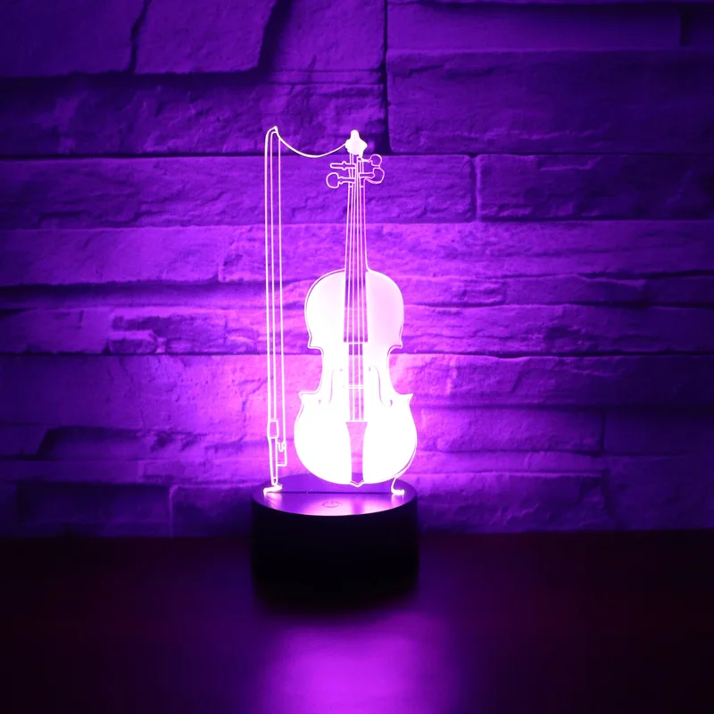 3D LED Nakts Gaisma Čellam Violoncello Mūziku ar 7 Krāsas, Gaismas, Mājas Apdare, Lampas Pārsteidzošs Vizualizācijas Optiskā Ilūzija