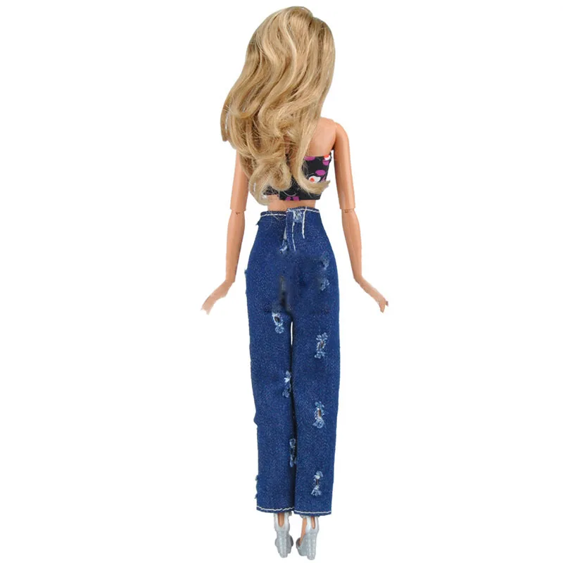 5Set Modes Apģērbs Par Barbie Lelle Īss Top & Džinsa Bikses Bikses ar rokām Darinātas drēbītes Barbie leļļu Namiņš 1/6 Leļļu Piederumi