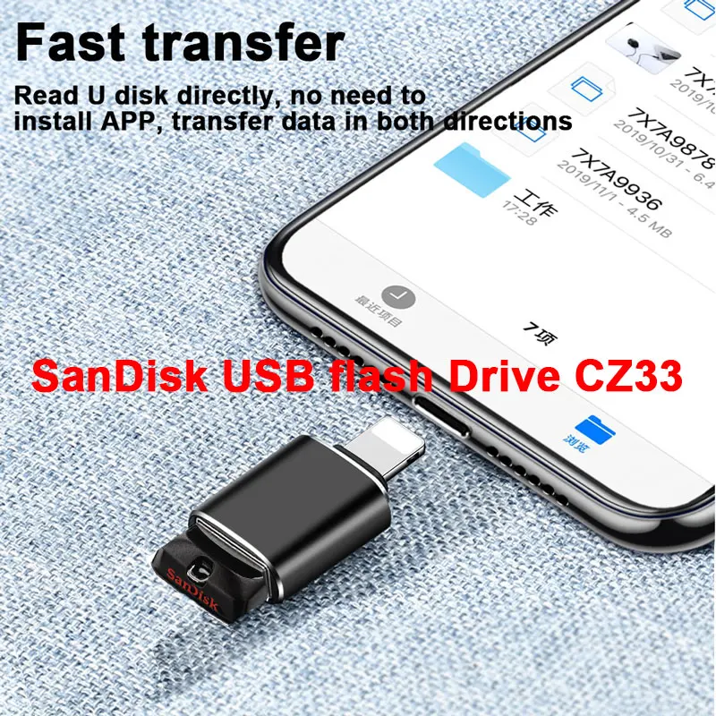 SanDisk USB Flash Drive 64GB lightning adapteri Pen Drive iPhone 11 x 8 7 7Plus 6 6s 5 se iPad iPod PenDrive key usb stick