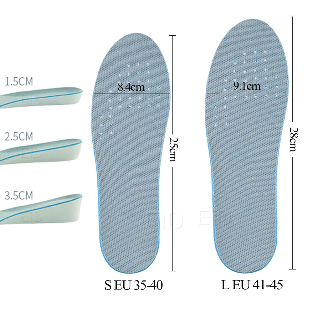 EiD EVA Augstumu palielināt zolītes buferis vīrieši/sievietes 1.5-3.5 cm uz augšu invisiable arch atbalsta ortopēdiskās zolītes triecienu absorbcija