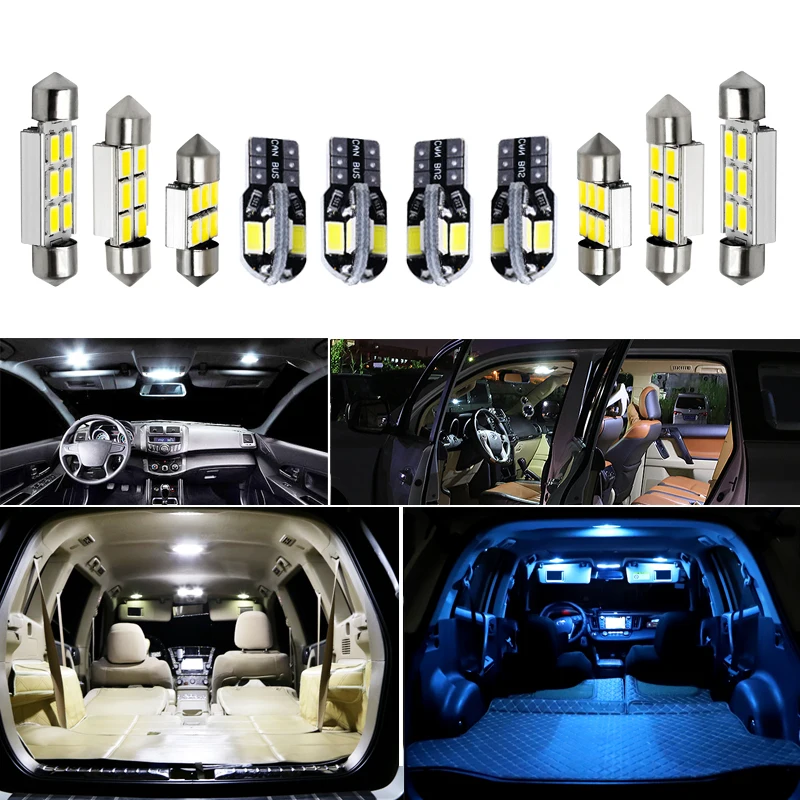 11Pcs Balts Canbus LED Lampas, Auto Spuldzes Interjera Iepakojuma Komplektu 2008. - 2010. gadam Volvo V70 Īpašumu Kartē Bagāžnieka Durvju Plāksnes Gaismas