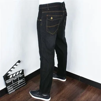 Plus lieluma 44 46 48 50 vīriešu džinsi, bikses labas kvalitātes taisni stiept džinsi vīriešu dizainers mens ,Casual Slim Black Taisnas Bikses