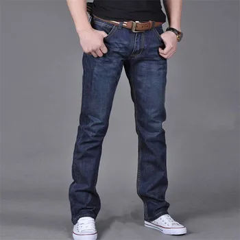 Plus lieluma 44 46 48 50 vīriešu džinsi, bikses labas kvalitātes taisni stiept džinsi vīriešu dizainers mens ,Casual Slim Black Taisnas Bikses