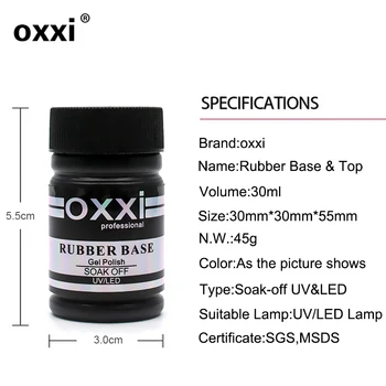 OXXI 30ml Bāzes Nails Gumijas Gēla Laku Nagu Mākslas tonējoša UV Gēla Top Coat Lielu Nagu Desgin Bieza Bāzi un Top Laku