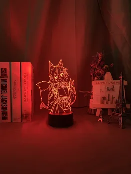 3D Lampas Noderīgu Fox Senko San Attēls Nightlight Krāsa Mainās Usb Akumulators Nakts Gaisma Meitenēm Guļamistaba Dekori Gaismas Holo