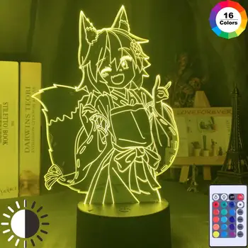 3D Lampas Noderīgu Fox Senko San Attēls Nightlight Krāsa Mainās Usb Akumulators Nakts Gaisma Meitenēm Guļamistaba Dekori Gaismas Holo