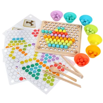 Mazulis Koka Multi-function Biezumu Puzzle Spēle Bērniem, Montessori Izglītības Rotaļlieta Klipu Krelles un Koka Rotaļlietas Bērniem Mācību Rotaļlietas