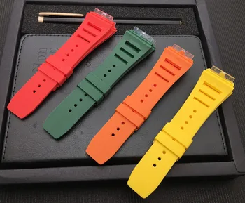 Jaunu 20mm Sarkana Balts Melns Zaļš Pelēks Zils Dzeltens Oranžs Gumijas Watchband Par Richard siksnu RM011 Mille Aproce skatīties band