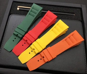 Jaunu 20mm Sarkana Balts Melns Zaļš Pelēks Zils Dzeltens Oranžs Gumijas Watchband Par Richard siksnu RM011 Mille Aproce skatīties band