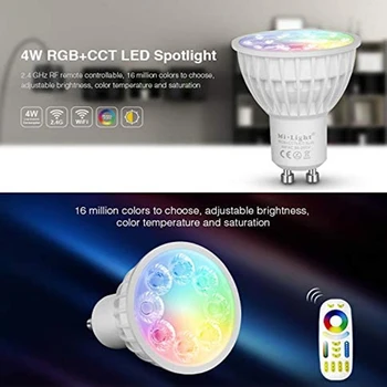 Mi Gaismas Intensitāti 4W GU10 Led Spuldze RGB KMT (2700-6500K) Lampas Iekštelpu Apdares + 2.4 G RF LED Tālvadības Mājas apgaismojums