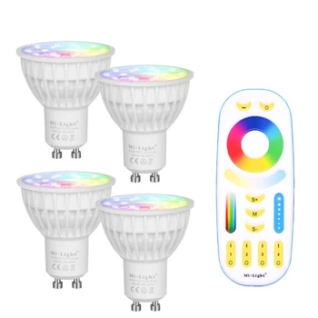Mi Gaismas Intensitāti 4W GU10 Led Spuldze RGB KMT (2700-6500K) Lampas Iekštelpu Apdares + 2.4 G RF LED Tālvadības Mājas apgaismojums