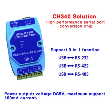 Optiskā Izolācija USB uz RS485 422 232 Interfeiss Rūpniecības Grade Zibens Aizsardzība USB savienojumu ar Seriālo Portu Konvertētājs