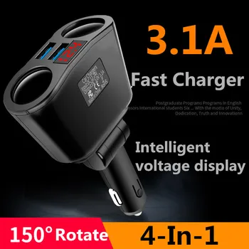 USB Automašīnas Lādētājs 3.1 Auto piepīpētāja Ligzdas Sadalītājs Plug LED Auto Lādētāja Adapteris Priekš iPhone XR XS 11 Pro Samsung S9 S10