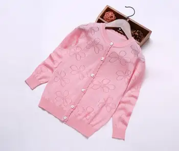 Rlyaeiz Modes Plānas Baby Meiteņu Džemperis Ziedu Dobi 2018. Gadam Pavasara Rudens Jaku Adīšanai Gadījuma Ilgtermiņa Piedurknēm Cietā Meitene Džemperis