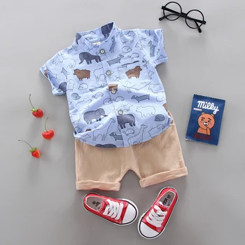 Vasaras Bērnu Apģērbu Komplekti Zēniem un meitenēm ar Īsām piedurknēm krekls un Bikses 2 gabalus Apģērbu komplekti, bērnu apģērbs Bērnu