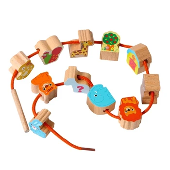 Bērnu Koka Celtniecības Bloki DIY Vītņu Fāzēm Spēle Izglītojošas Rotaļlietas Bērniem Augļu Dzīvnieku Digitālo Modeli Izziņas MG114