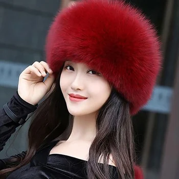Karsta krievu ziemas imitācija fox kažokādas cepure, silts, mīksts, pūkains mākslīgās fox kažokādas bomber cepuri luksusa sieviešu kvalitātes roku darbs 。fox cepure。