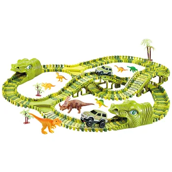 211-289pcs Dinozauru Dzelzceļa Rotaļu Auto Trasē Sacīkšu Trase Rotaļlietu Komplekts Izglītības Saliekt Elastīgu Trase Bērniem dāvanu