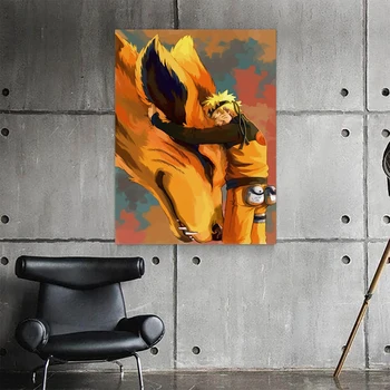 Mājas Dekori Audekls Cute Anime Naruto Fox Sienas Mākslas Glezniecības Bildes Drukāšanas Japāna Dzeltena Moduļu Mākslas Plakāts Dzīvojamā Istaba