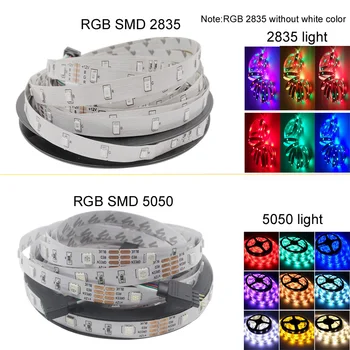 5m 10m Elastīgu LED Lentes RGB Gaismas SMD 5050 2835 DC12V Mājas Apdare, Led tiras Diožu Lente + Contoller ES Plug led Strip Kit
