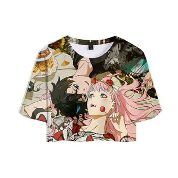 Jaunu Harajuku 3D DARLING, Jo FRANXX T Krekls Sievietēm Kultūraugu Top Meitene T-krekls Sievietēm, Seksīgs Apģērbs, Hip Hop Gadījuma Tshirt Top Plus Lieluma