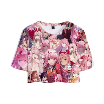 Jaunu Harajuku 3D DARLING, Jo FRANXX T Krekls Sievietēm Kultūraugu Top Meitene T-krekls Sievietēm, Seksīgs Apģērbs, Hip Hop Gadījuma Tshirt Top Plus Lieluma