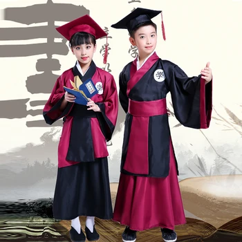 Bērnu kostīmi Hanfu zēni un meitenes Ķīniešu stila grāmatas, bērnu kostīmi lomu spēlē posmā sniegumu kostīmi