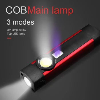 4 Režīmi XPE COB LED USB Lādējamu Lukturīti, Super Spilgti Lāpu Gaismas Iebūvēts Akumulators Magnēts LED Gaismas USB Kabeļa Āķis Gaismas