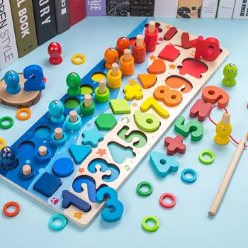 Montessori Koka Pirmsskolas Izglītības Rotaļlietas Bērniem Aizņemts Valdes Matemātikas Zvejas Skaitīšanas Ģeometrisko Skaitļiem Jaunattīstības Valdes Dāvanas