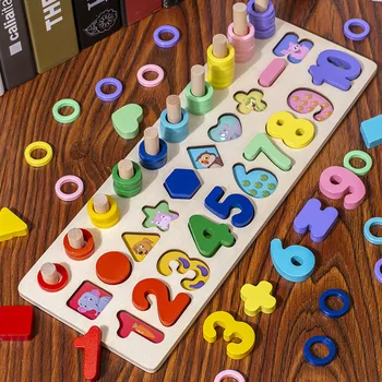 Montessori Koka Pirmsskolas Izglītības Rotaļlietas Bērniem Aizņemts Valdes Matemātikas Zvejas Skaitīšanas Ģeometrisko Skaitļiem Jaunattīstības Valdes Dāvanas
