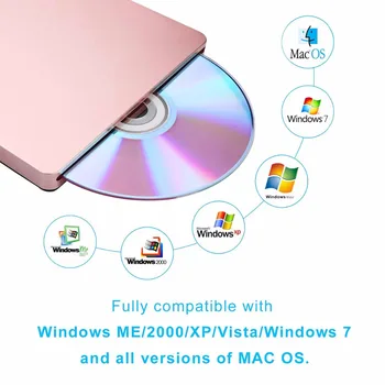 SOONHUA USB 2.0 DVD Disku Portatīvo Ārējo CD-RW Rakstītājs Rewriter, VCD, CD-ROM Atskaņotājs Diskus IMac MacBook Air, Pro Portatīvo DATORU