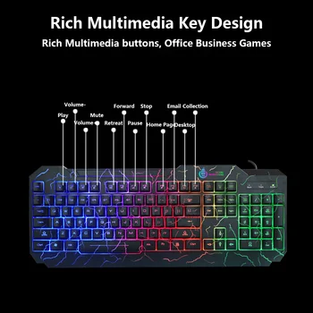 Ir 2021. Spēļu Tastatūras un Peles Datoru Klaviatūras RGB Backlit Black Mehāniskās Sajūta 104 Atslēgas PC Klēpjdatoru Darbu