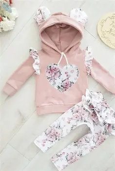 PUDCOCO Baby Girl Tracksuit Kapuci sporta Krekls Top Bikses Bikses Apģērbs Apģērbu Komplekti Atbalsts vairumtirdzniecība