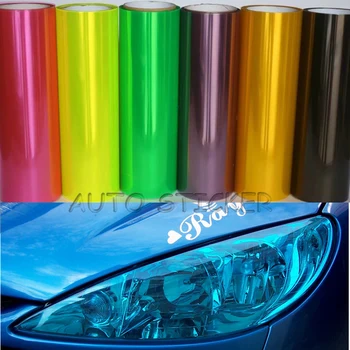 Karstā Pārdošanas 100/200/300/400X30CM Auto Gaismas Uzlīmes, Plēves Miglas lukturi priekšējo Lukturu Taillight Nokrāsu Vinila Mainīt Krāsu Filmas, 3 Slāņi