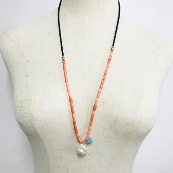 Sieviešu koraļļu ilgi, kulons, kaklarota, regulējams smalku modes pērle kulons piederumi ohemia stila бижутерия на шею 2020