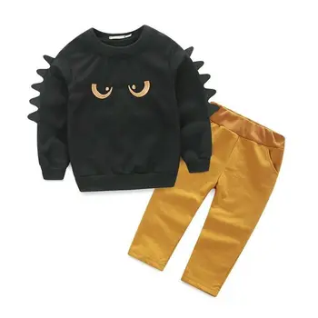 PUDCOCO Toddler Bērniem, Baby Boy Apģērbs, Apģērbs Monster sporta Krekls Topi+Elsas 2GAB Atbalsta vairumtirdzniecība