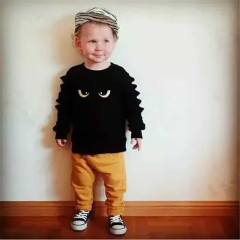 PUDCOCO Toddler Bērniem, Baby Boy Apģērbs, Apģērbs Monster sporta Krekls Topi+Elsas 2GAB Atbalsta vairumtirdzniecība