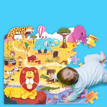 Bērnu Lielu Papīra Puzzle Koka, Papīra Dāvanu Kastē Jigsaw Puzzle Agrīnās Mācīšanās Puzzle Agrīnās Mācīšanās Dzīvnieku Puzzle Bērnu Dāvanu