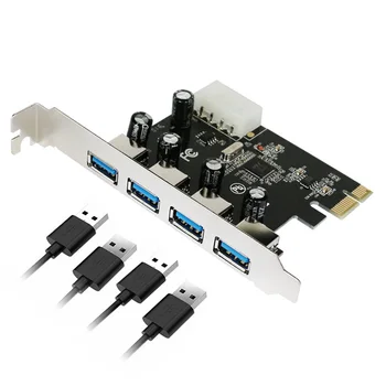 4-port USB 3.0 PCI-e Paplašināšanas Karti PCI express PCIe USB 3.0 hub adapteris 4-port USB 3 0 PCI e PCIe express 1x USB3 Pievienot maksājumu Kartes