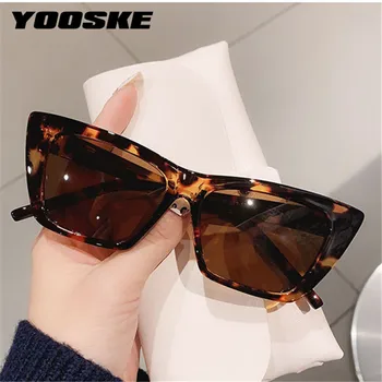 YOOSKE Retro Cat Eye Saulesbrilles Sieviešu Luksusa Zīmolu Deisgn Vintage Saules Brilles Vīriešiem Klasiski Melns Leopards Brilles UV400