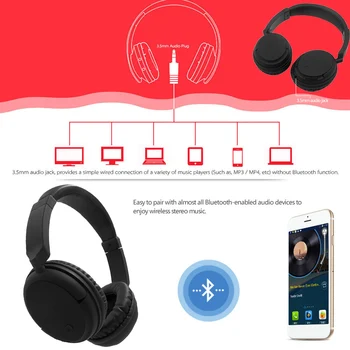 Bezvadu Bluetooth Austiņu uz auss Austiņas 3,5 mm Vadu Austiņas AUX brīvroku Zvanīšana iPhone 8 7 6S Plus Samsung