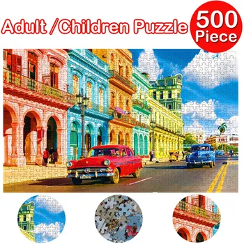 500 gabalus Jigsaw Puzzle Krāsu automašīnas Puzles Izglītības Rotaļlietas, Bērnu Guļamistaba Dekorēšanas Uzlīme pieaugušiem bērniem