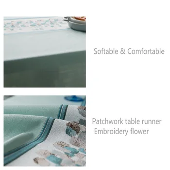 Ūdensizturīgs izšuvumi ziedu rotājumu lina galdauts sabiezējumu taisnstūra kafijas galda galdautu kāzu galda audums
