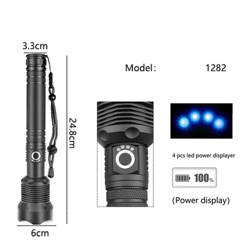 LED Gaismiņa XHP70.2/XHP50 Spēcīgs LED Lukturis Augstas Lūmeni Regulējams Fokuss USB Uzlādējams Rokas Āra Gaismas