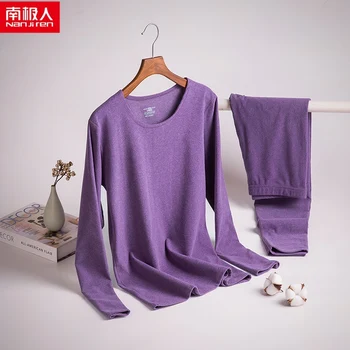 Nanjiren seksīga apakšveļa sieviešu pidžamas komplekts Katjonu self-apkures plānas matēts masta bāzes krekls ilgi krekli garās bikses-09