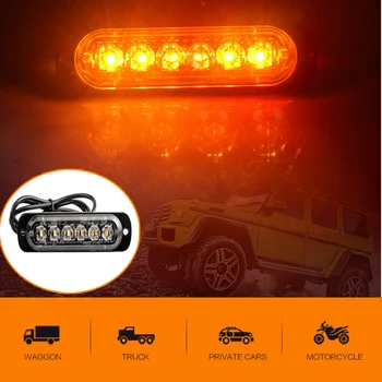 Auto Truck gaismai 6 LED Avārijas Brīdinājuma Strobe Flash Flasher Dash Strobe Dienu Darbojas balta/dzeltena/zila/sarkana krāsu izvēle